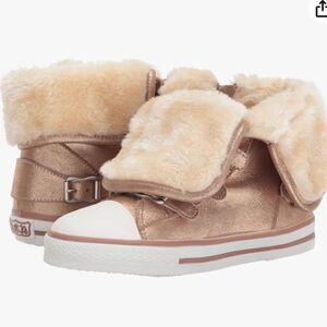 Ash girls Vava shearling gold shimmer sneakers 33